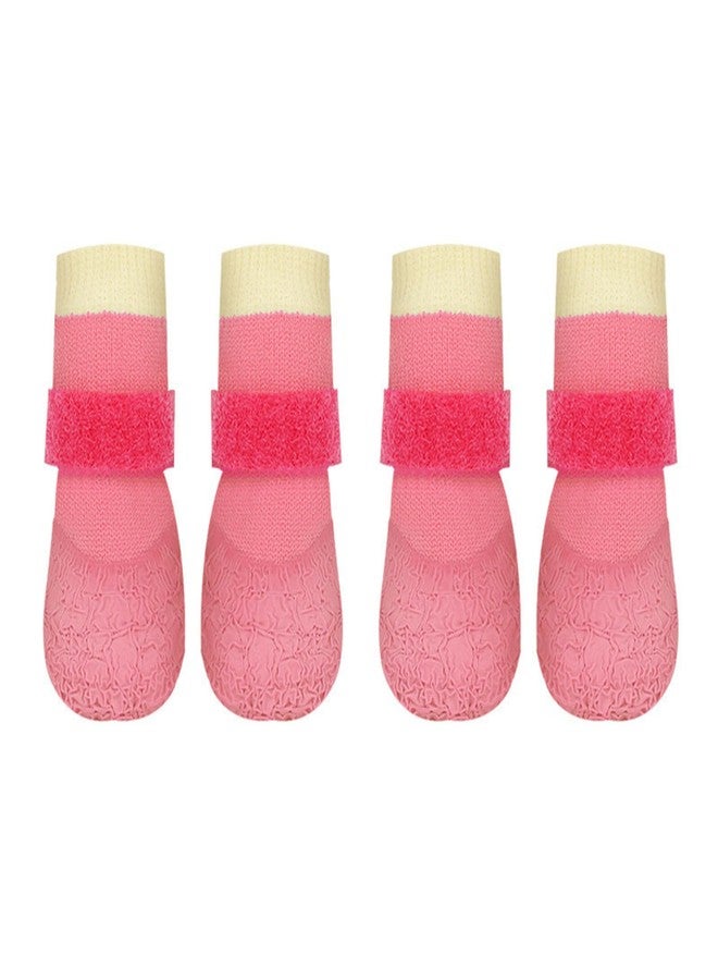 BECHANMIG Dog Boots,Dog Paw Protectors Socks for Hot Pavement,Anti Slip Dog Shoes for Hardwood Floors_L(Pink) - Image 1