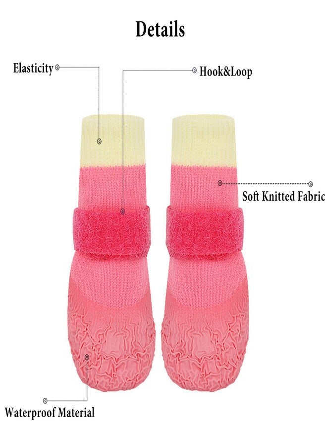 BECHANMIG Dog Boots,Dog Paw Protectors Socks for Hot Pavement,Anti Slip Dog Shoes for Hardwood Floors_L(Pink) - Image 4
