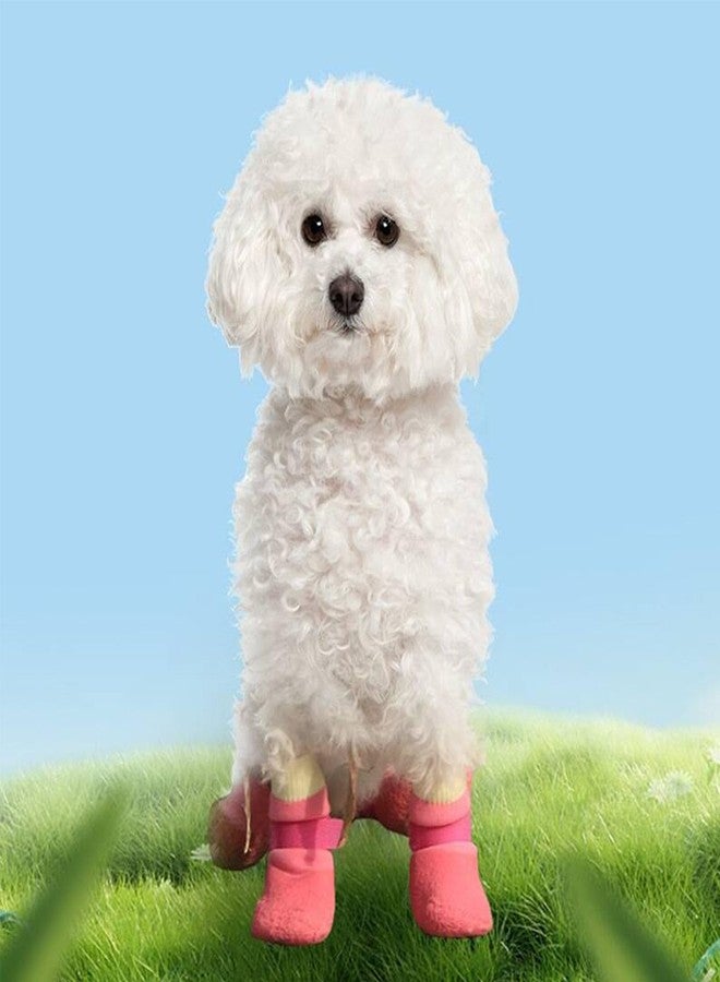 BECHANMIG Dog Boots,Dog Paw Protectors Socks for Hot Pavement,Anti Slip Dog Shoes for Hardwood Floors_L(Pink) - Image 5