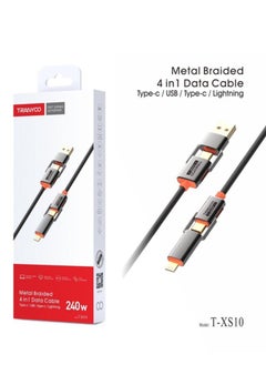 TRANYOO XS10  240W Metal Braided 4 in Data Cable Type-с / USB / Type-c / Lightning 