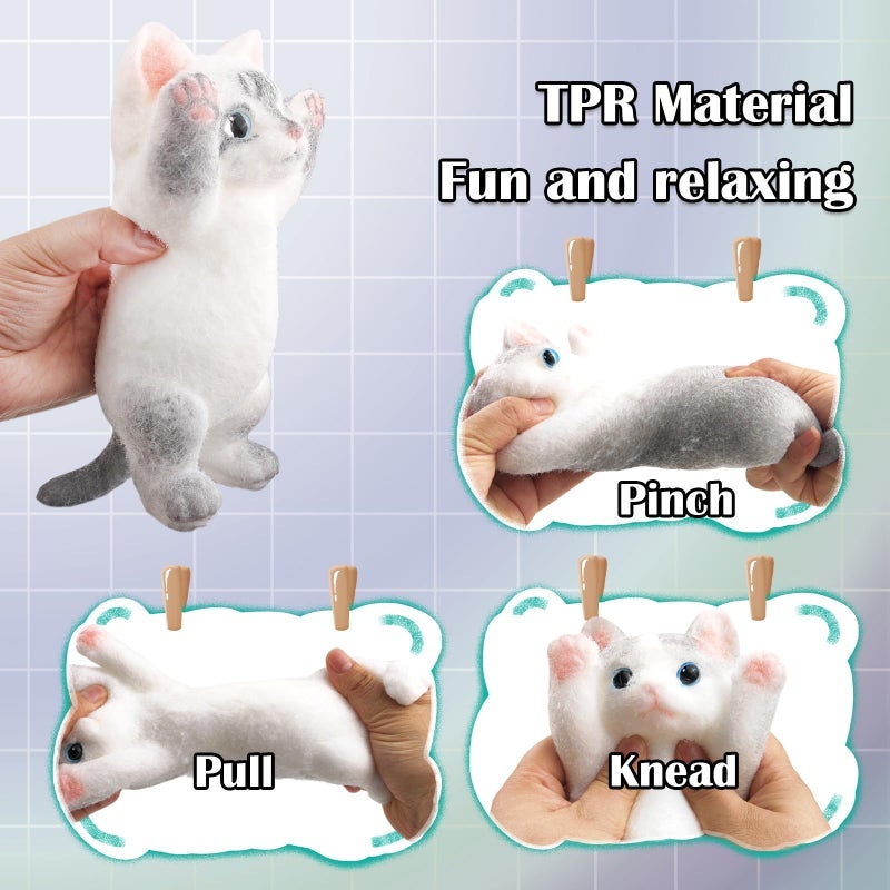 YVBBHE Big Hand Painted Cat Squishy Toysï¼ŒLarge Cute Ultra Soft Kitty Squeeze Fidget Toys for Stress Relief ,Kawaii Squishies Sticky Animal Toys for Adults Kids,Decompression Sensory Balls ï¼ˆTabbyï¼‰ - Image 3
