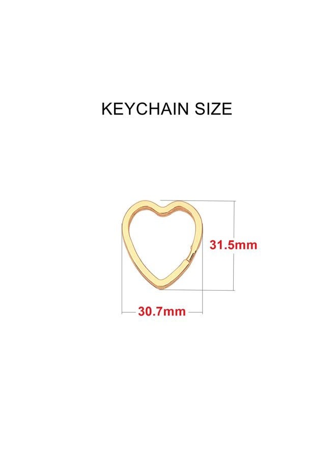 ZoloAJay 12pcs Creative Key Ring Keychain Heart Shape Golden Metal Flat Split Key Holder Chains Rings Crafts DIY for Home Car Tag Office Organization Lanyards Keys Attachment Gift - Image 2