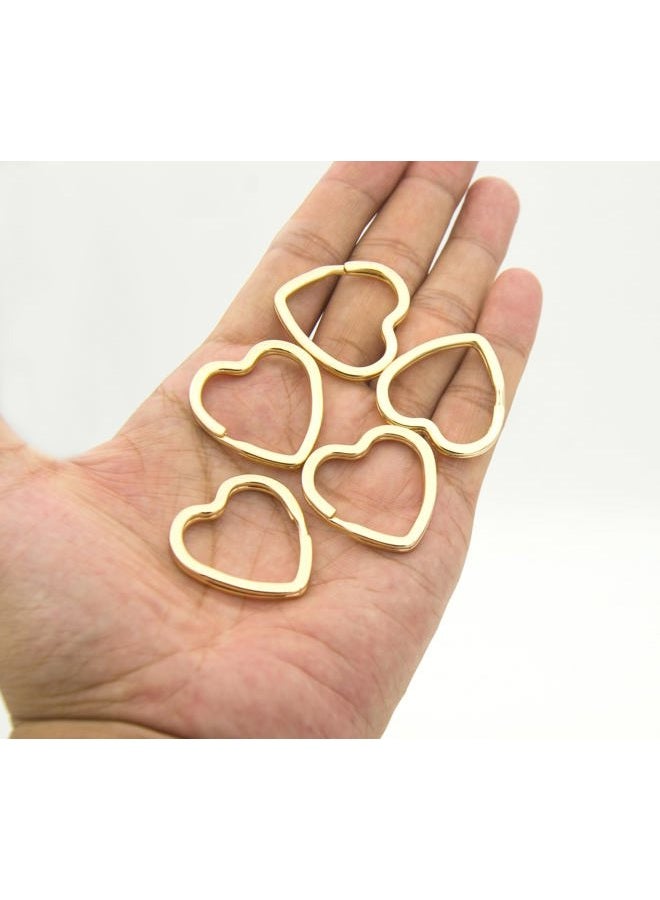 ZoloAJay 12pcs Creative Key Ring Keychain Heart Shape Golden Metal Flat Split Key Holder Chains Rings Crafts DIY for Home Car Tag Office Organization Lanyards Keys Attachment Gift - Image 3