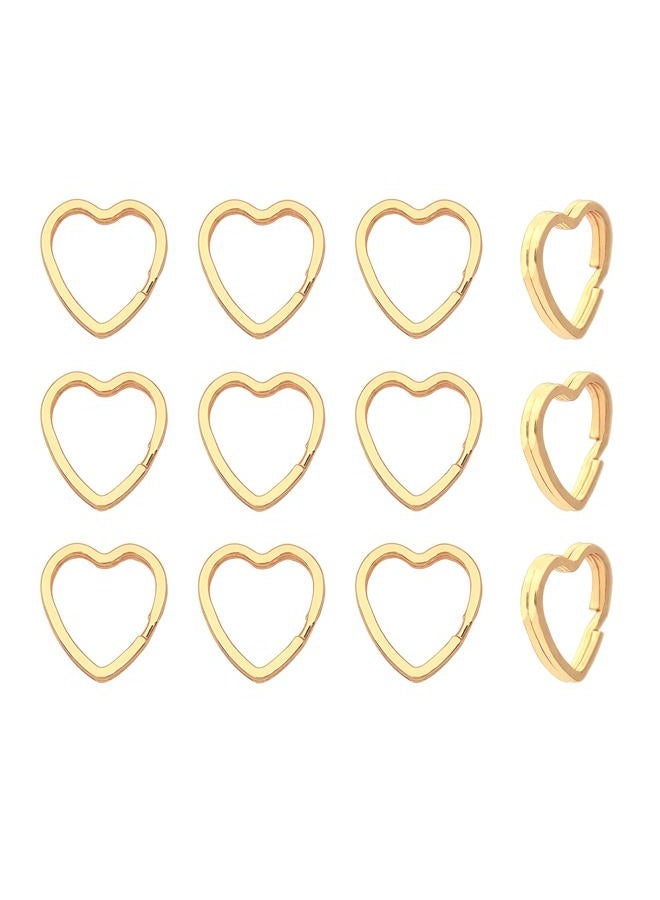 ZoloAJay 12pcs Creative Key Ring Keychain Heart Shape Golden Metal Flat Split Key Holder Chains Rings Crafts DIY for Home Car Tag Office Organization Lanyards Keys Attachment Gift - Image 1