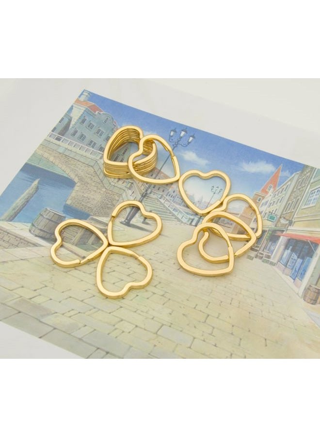 ZoloAJay 12pcs Creative Key Ring Keychain Heart Shape Golden Metal Flat Split Key Holder Chains Rings Crafts DIY for Home Car Tag Office Organization Lanyards Keys Attachment Gift - Image 4