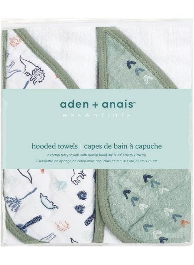 aden + anais essential hooded towel 100% muslin cotton - 2 pack dapper - Image 3