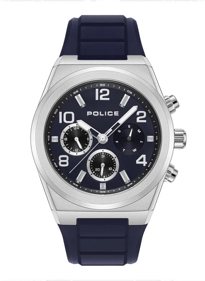 POLICE Salkantay Watch For Men Blue Dial And Blue Silicone Strap