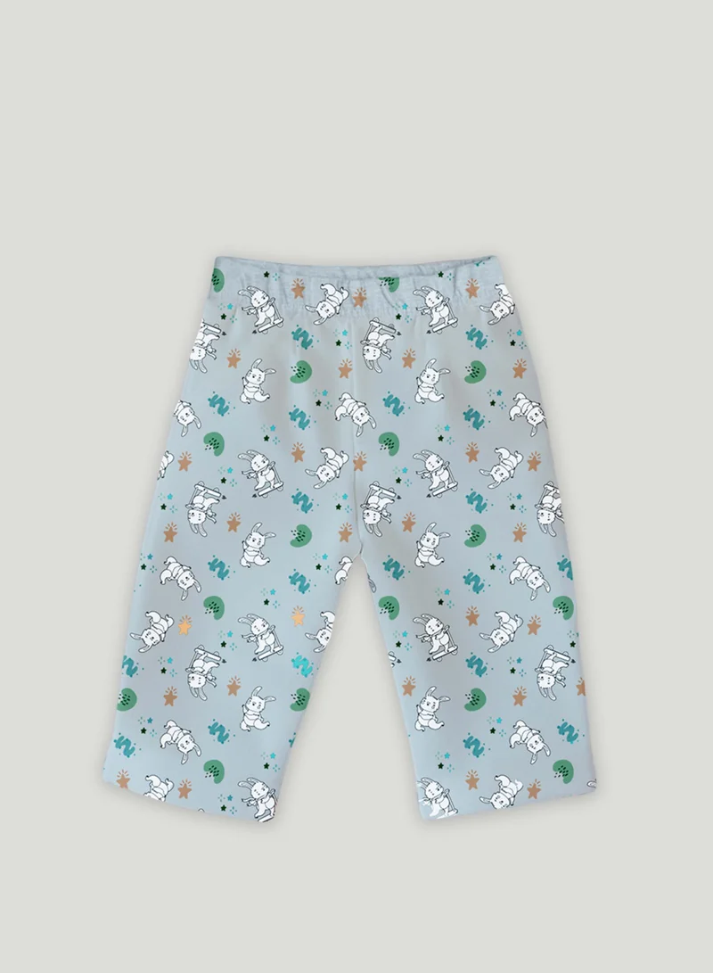 Luay Blue Luay® 100% Cotton Bunny Printed Co-ord Set | Ultra-Soft Stylish & Classy Oufits | Full-Sleeve T-Shirt & Comfy Pants - Sky Blue for Men | Best Price UAE