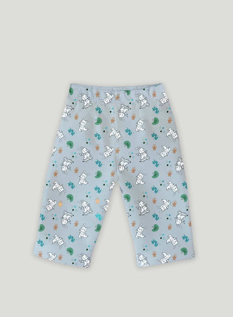 Luay® 100% Cotton Bunny Printed Co-ord Set | Ultra-Soft Stylish & Classy Oufits | Full-Sleeve T-Shirt & Comfy Pants - Sky Blue - Image 4