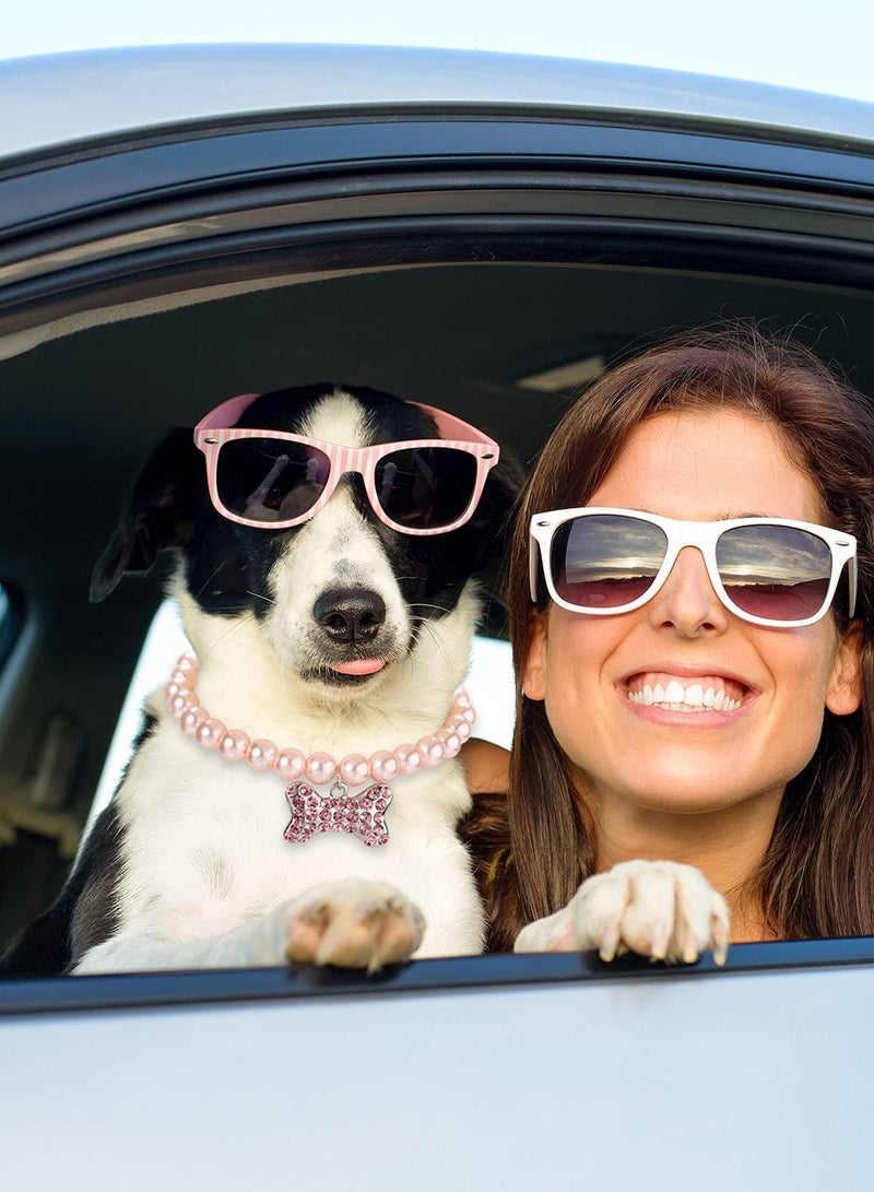 Excefore Pet Pearl Necklace,  Diamond Crystal Dog Collars, Adjustable Cat Collar, Dog Pearl Jewelry Set Wedding Collar for Puppy Pets Dogs Cats Costume Outfits Pet Wedding Birthday Party Supplies 5PCS - Image 5