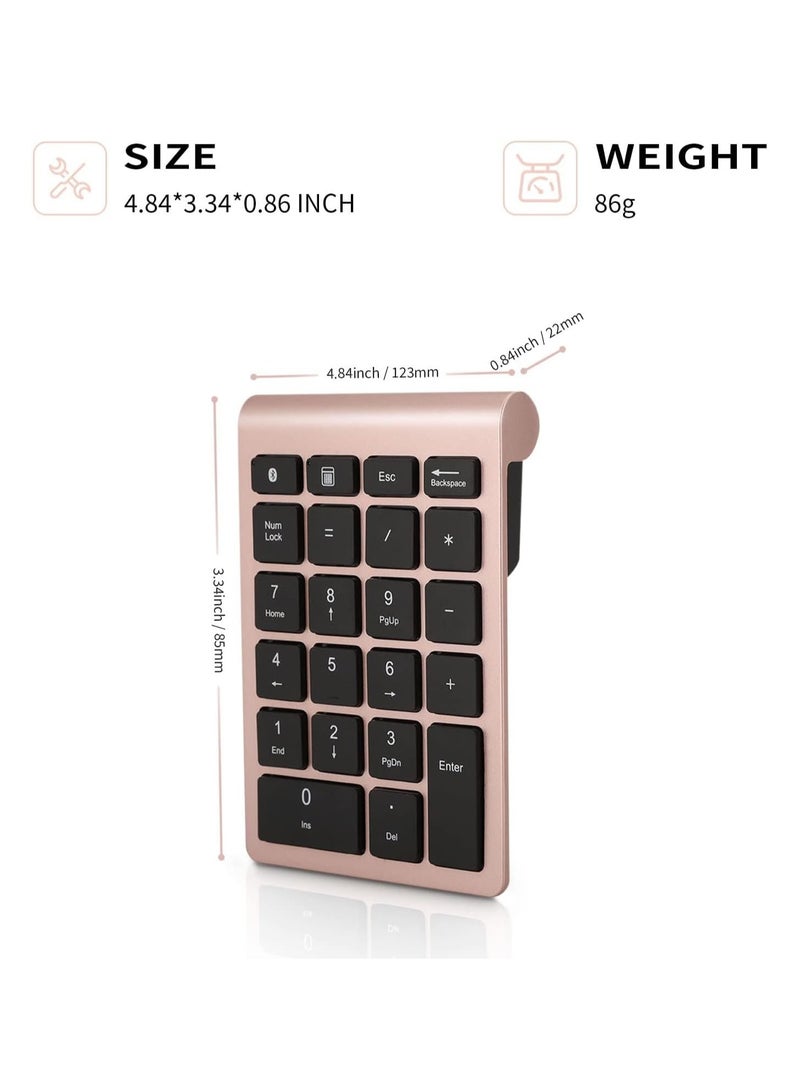 Excefore Bluetooth Number Pad,Bluetooth 5.0 Wireless Number Pad with Shortcut Keys, 22 Keys Portable Financial Accounting Extensions 10 Keys for Laptop Desktop, PC, Pad,Notebook - Image 4
