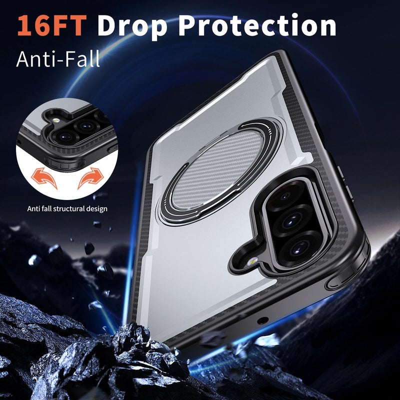 erorex For Samsung Galaxy A26 5G Kalebol Metal 360 Degree Rotation Holder Magsafe Phone Case(Grey) - Image 3