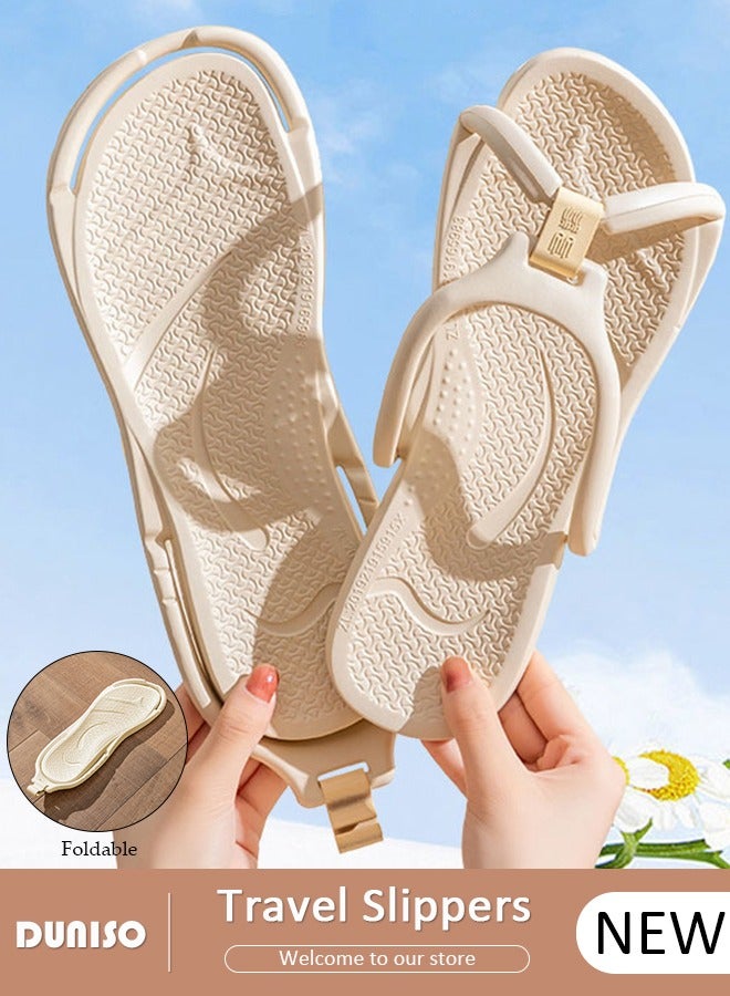 DUNISO Foldable Flip Flops For Men And Women,Slim Flip Flop Slipper, Casual Flat Sandals for travel, Lightweight and Comfortable Walking Sandal,Summer Beach Quick-Dry Flat Sandals - Image 1