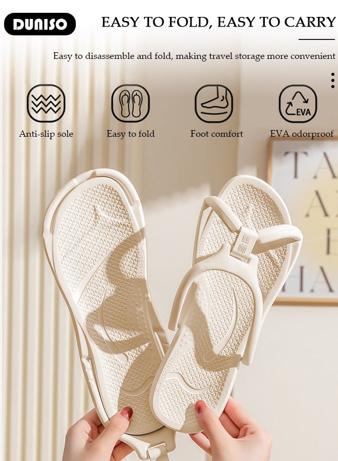 DUNISO Foldable Flip Flops For Men And Women,Slim Flip Flop Slipper, Casual Flat Sandals for travel, Lightweight and Comfortable Walking Sandal,Summer Beach Quick-Dry Flat Sandals - Image 3