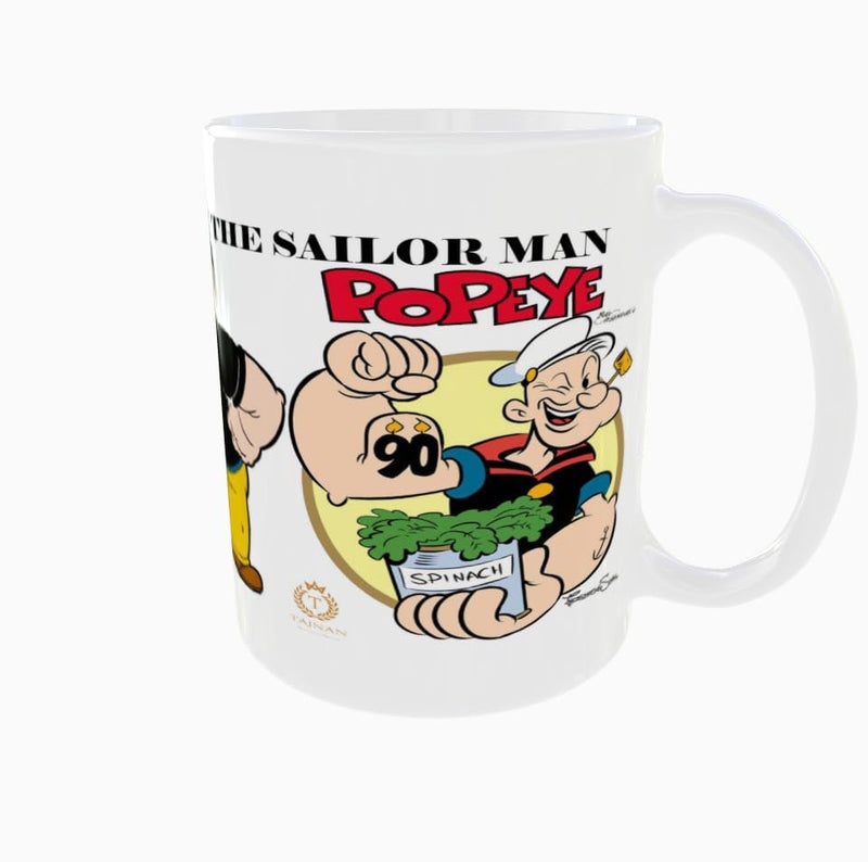 TAJNAN Ceramic Coffee Mug with Cartoon Style Design | Retro Animated Character Print Tea Cup for Home Office | Gift for Friends Family - Image 1