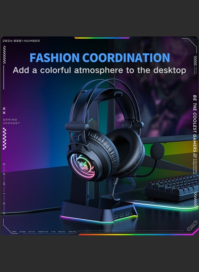 onikuma X80 Gaming Headset with Mic,Over-Ear Wired Gaming Headphones with 50mm Drivers & RGB | Adaptive Headband, Noise-Canceling Mic for PS4/PS5/XOne/XSeries/NSwitch/PC,Black - Image 5