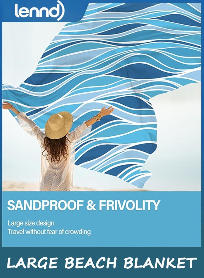 LENND Waterproof and Sand-Resistant Beach Blanket - 200cm x 210cm - Extra Large Beach Mat with Storage Bag, Quick-Drying and Lightweight, Picnic Mat, Outdoor Blanket - Perfect for Festivals and Camping - Image 5