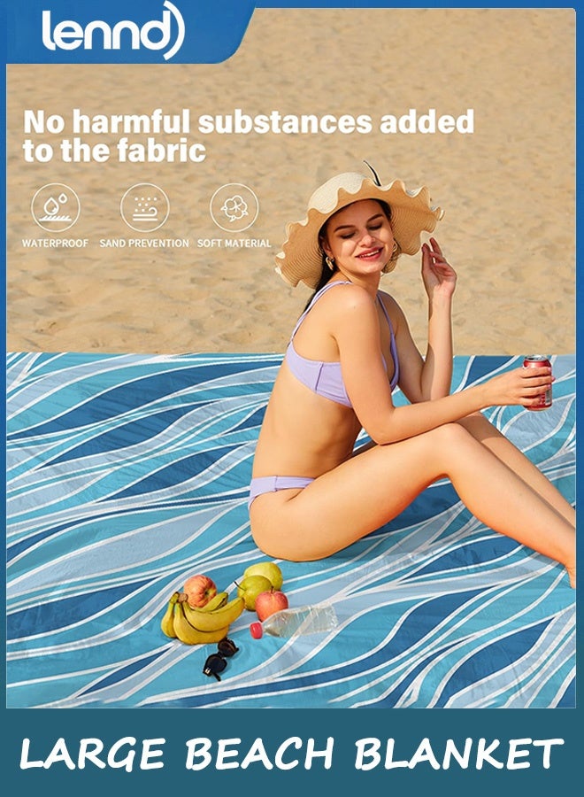LENND Waterproof and Sand-Resistant Beach Blanket - 200cm x 210cm - Extra Large Beach Mat with Storage Bag, Quick-Drying and Lightweight, Picnic Mat, Outdoor Blanket - Perfect for Festivals and Camping - Image 4