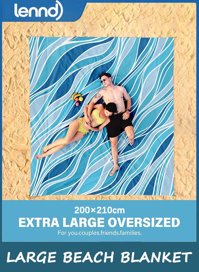 LENND Waterproof and Sand-Resistant Beach Blanket - 200cm x 210cm - Extra Large Beach Mat with Storage Bag, Quick-Drying and Lightweight, Picnic Mat, Outdoor Blanket - Perfect for Festivals and Camping - Image 3