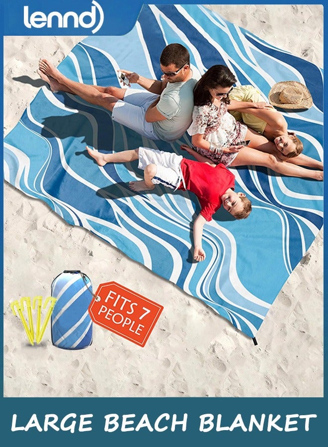 Waterproof and Sand-Resistant Beach Blanket - 200cm x 210cm - Extra Large Beach Mat with Storage Bag, Quick-Drying and Lightweight, Picnic Mat, Outdoor Blanket - Perfect for Festivals and Camping