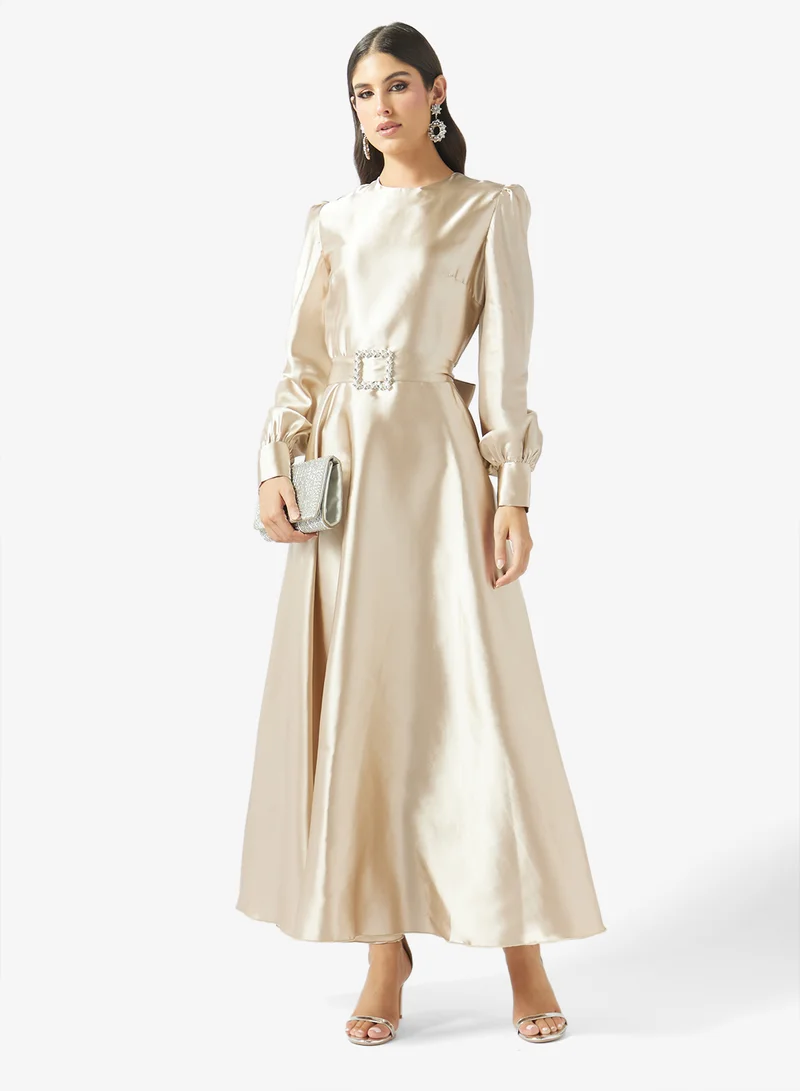 Fyor  Belted Long Sleeve Midi Dress for Women | Best Price UAE