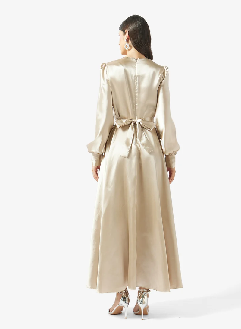 Fyor  Belted Long Sleeve Midi Dress for Women | Best Price UAE