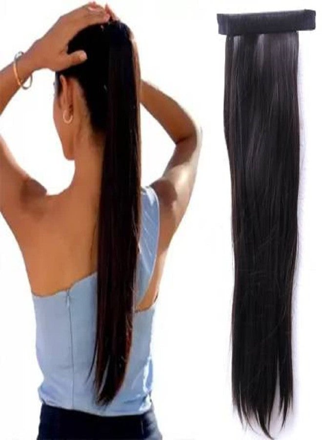 BLUSHIA Wig Natural looking Scale Ponytail Hair Extension Full Head Long Highlight Natural Color for Women And Girls 24 inches Black - Image 1