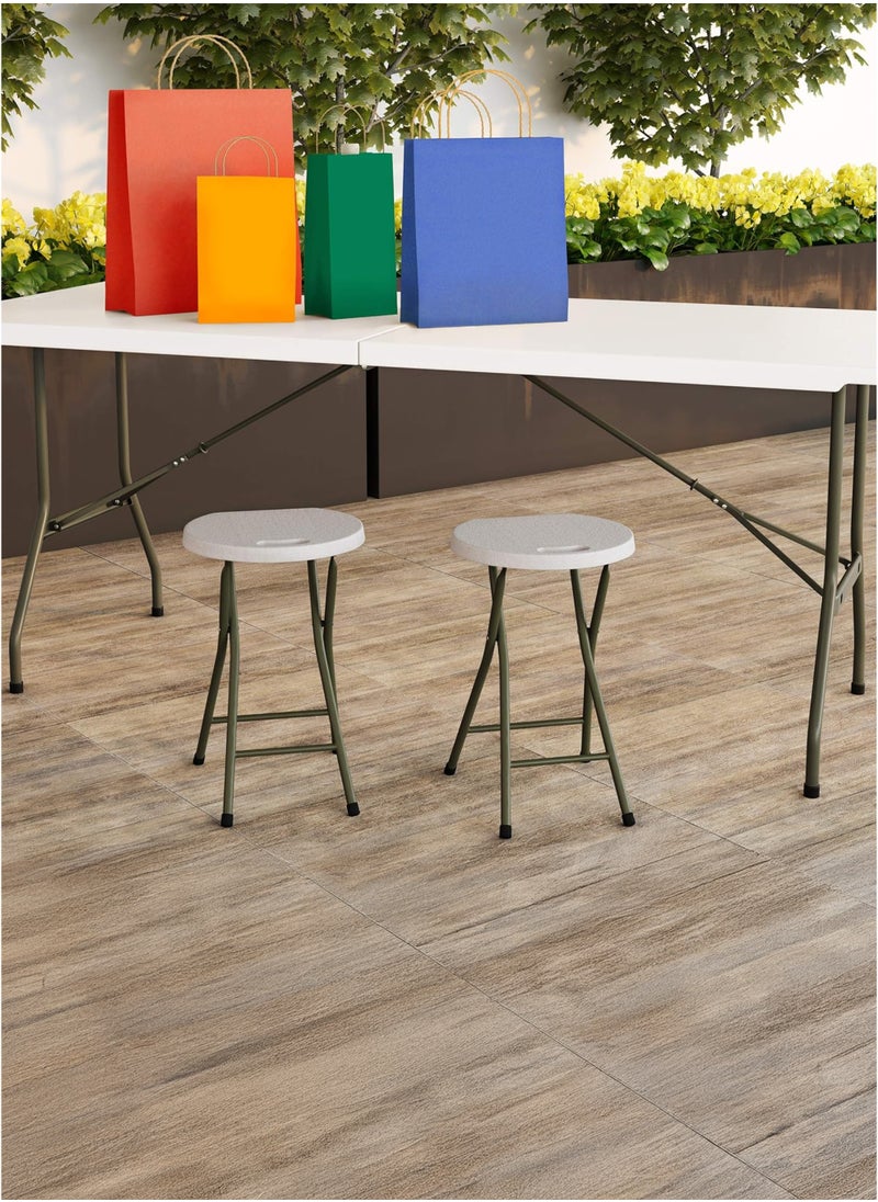 Folding Mini Bar Stool Portable Collapsible Round Seat with Handle and Anti-Skid Legs for Indoor and Outdoor Use 136kg Load-Bearing Capacity 30x30x47cm