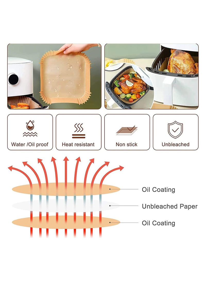 DeloPik Air Fryer Disposable Paper Liner, O9 O-Nine Air Fryer Liners Square, Baking Paper for Air Fryer Water-proof,Parchment Paper for Baking Roasting Microwave,7.8 inch/20cm,Square 50pcs - Image 5