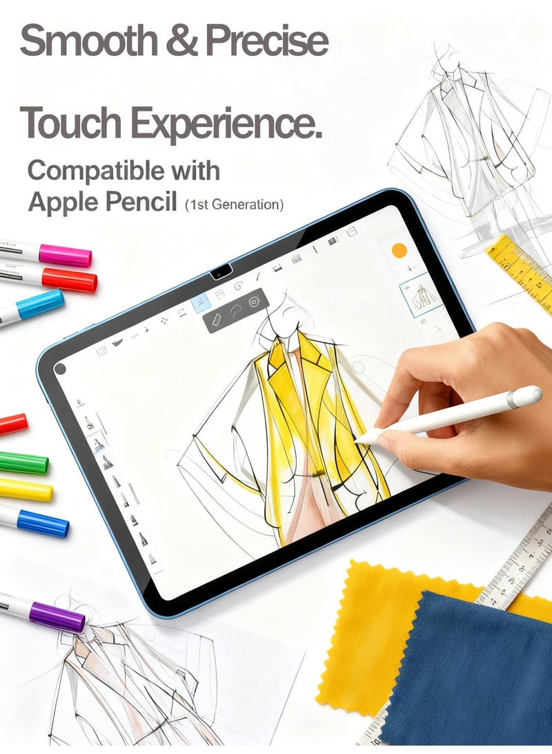 واقي شاشة زجاجي مقوى لجهاز iPad (قطعتان)، متوافق مع iPad الجيل 11 مقاس 11 بوصة (2025 A3354/A3355/A3356) ومع iPad الجيل 10 مقاس 10.9 بوصة (2022 A2696/A2757/A2777)، تغطية كاملة ومضاد للخدش - Image 4