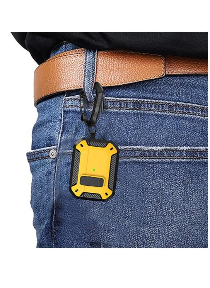 ELTRAZONE - AirPods Pro 2nd Generation Case Cover 2022, AirPods Pro 2 Protective Case with Lock Gen 2 Military Hard Rugged Shockproof Cover with Keychain Compatible with Apple Airpods Pro 2, Yellow - Image 1