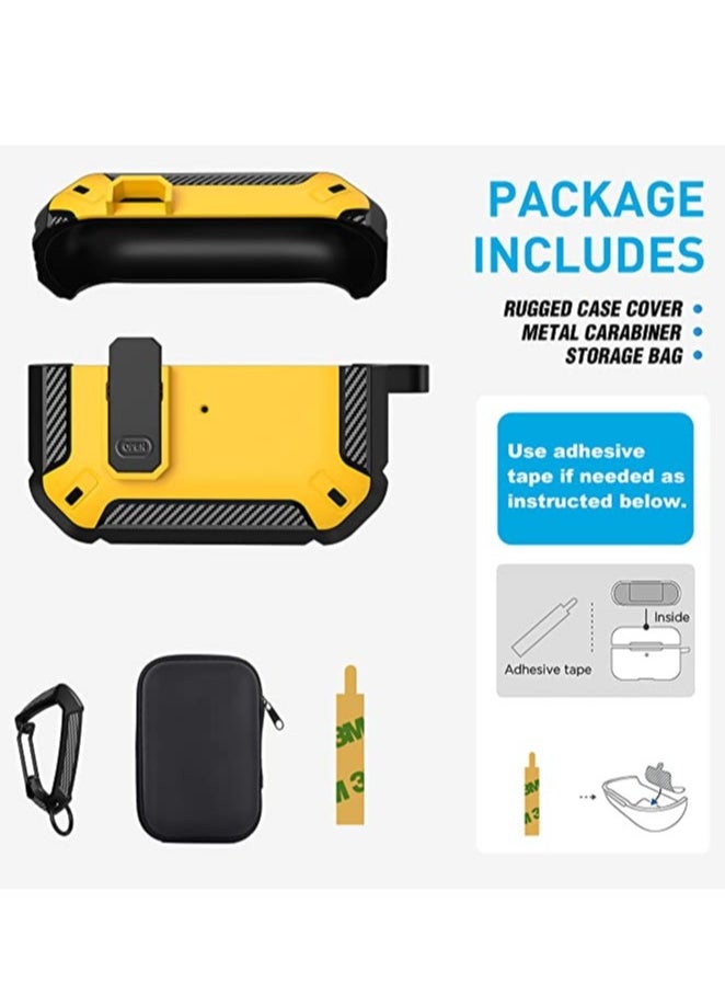 ELTRAZONE - AirPods Pro 2nd Generation Case Cover 2022, AirPods Pro 2 Protective Case with Lock Gen 2 Military Hard Rugged Shockproof Cover with Keychain Compatible with Apple Airpods Pro 2, Yellow - Image 1