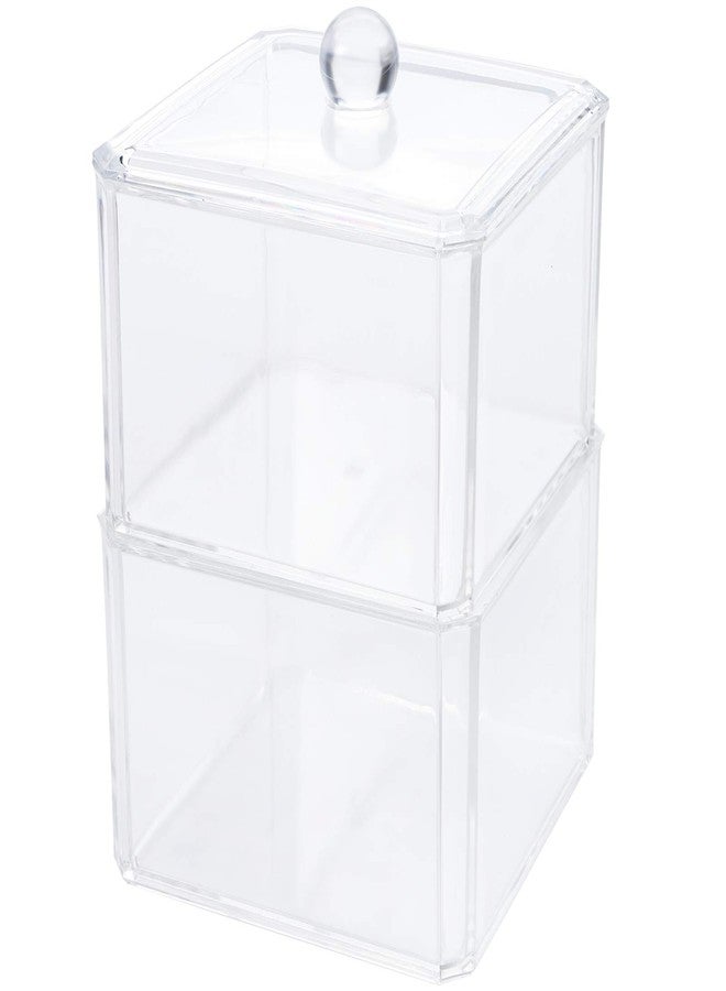Hedume 4 Pack Swabs Dispenser Holder, 15 Oz Clear Acrylic Canister Set, Modern Square Bathroom Vanity Countertop Storage Organizer for Cotton Ball, Cotton Swab, Cottons Rounds, Bath Salts - Image 4