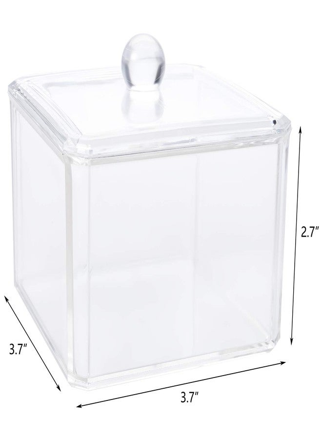 Hedume 4 Pack Swabs Dispenser Holder, 15 Oz Clear Acrylic Canister Set, Modern Square Bathroom Vanity Countertop Storage Organizer for Cotton Ball, Cotton Swab, Cottons Rounds, Bath Salts - Image 5