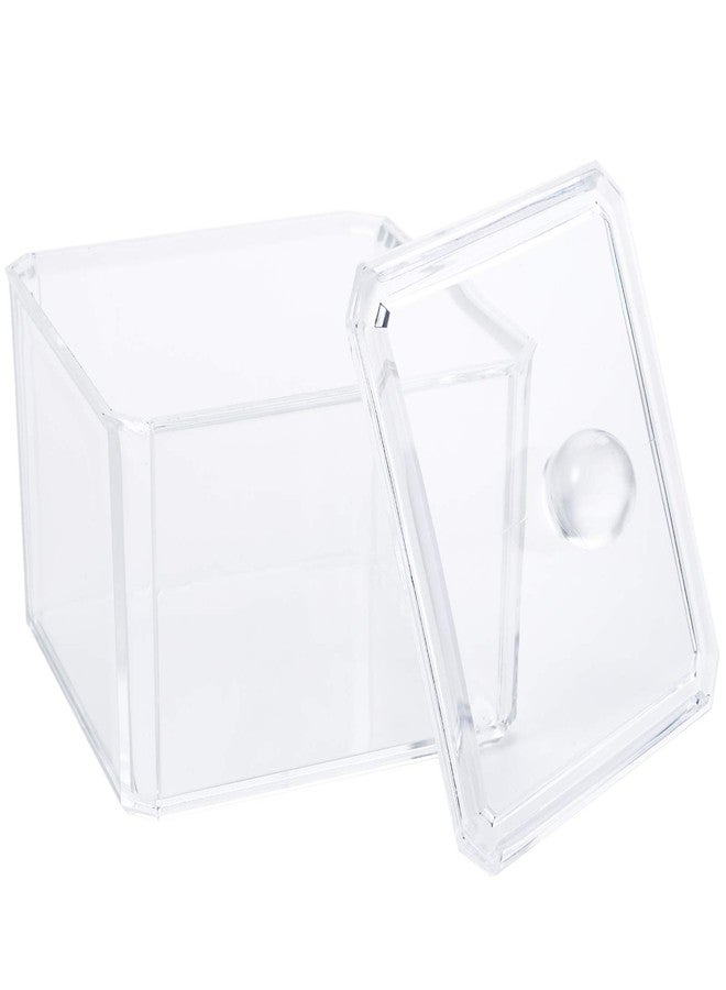 Hedume 4 Pack Swabs Dispenser Holder, 15 Oz Clear Acrylic Canister Set, Modern Square Bathroom Vanity Countertop Storage Organizer for Cotton Ball, Cotton Swab, Cottons Rounds, Bath Salts - Image 3