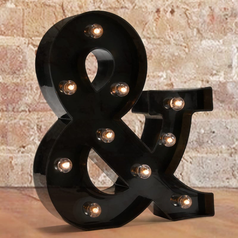 Pooqla LED Illuminated Letter Marquee Ampersand Sign  886 inches High Plastic Ampersand with Lights for Home Decoration  Party