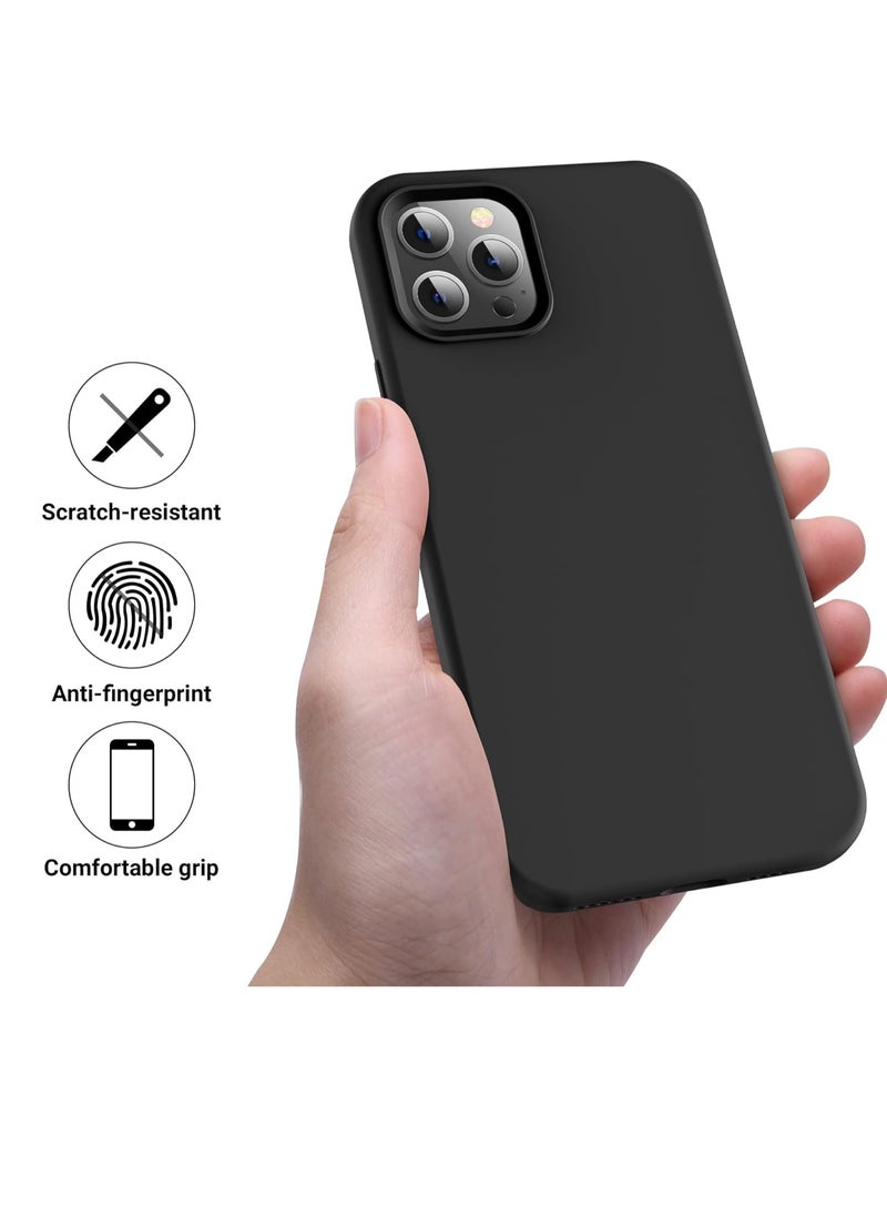 Generic - iPhone 12 Pro Max Case, Silicone Upgraded [Camera Protecion] Phone Case with Soft Anti-Scratch Microfiber Lining, 6.7 inch, Black - Image 1