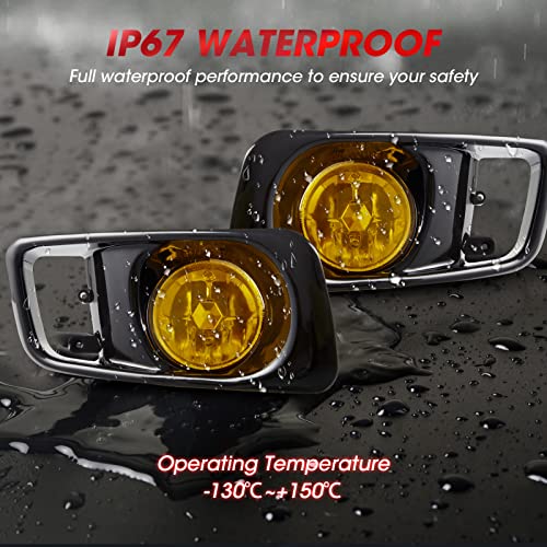WEZEMLIGHT Fog Lights Assembly Compatible With Honda Civic 1999 2000 With H3 12V 55W Switch And Wiring Kit Yellow Lens - Image 3