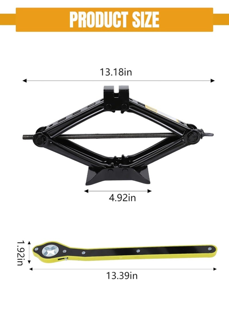 KIIUMI Scissor Jack for Car - 2 Ton (4409 lbs) Scissor Lift Jack Car Jack Kit with Saving Effort Ratchet Design,Car Tire Jack for Auto/SUV/MPV (2 Ton) - Image 3