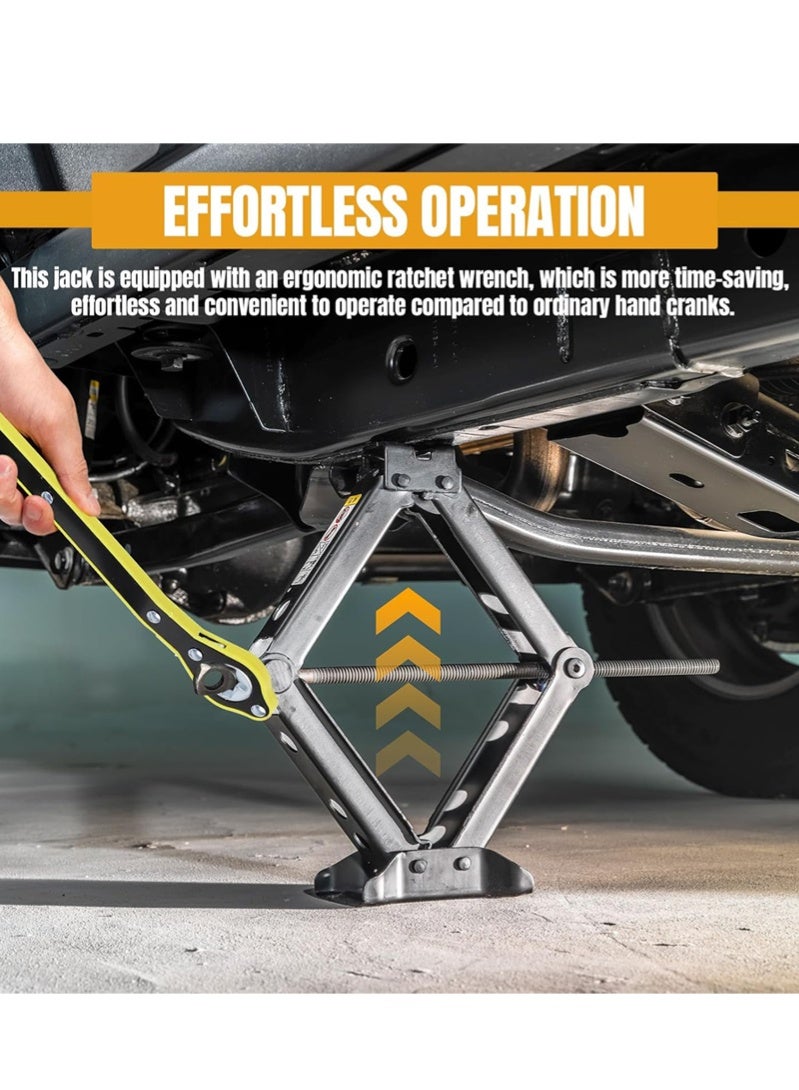 KIIUMI Scissor Jack for Car - 2 Ton (4409 lbs) Scissor Lift Jack Car Jack Kit with Saving Effort Ratchet Design,Car Tire Jack for Auto/SUV/MPV (2 Ton) - Image 4