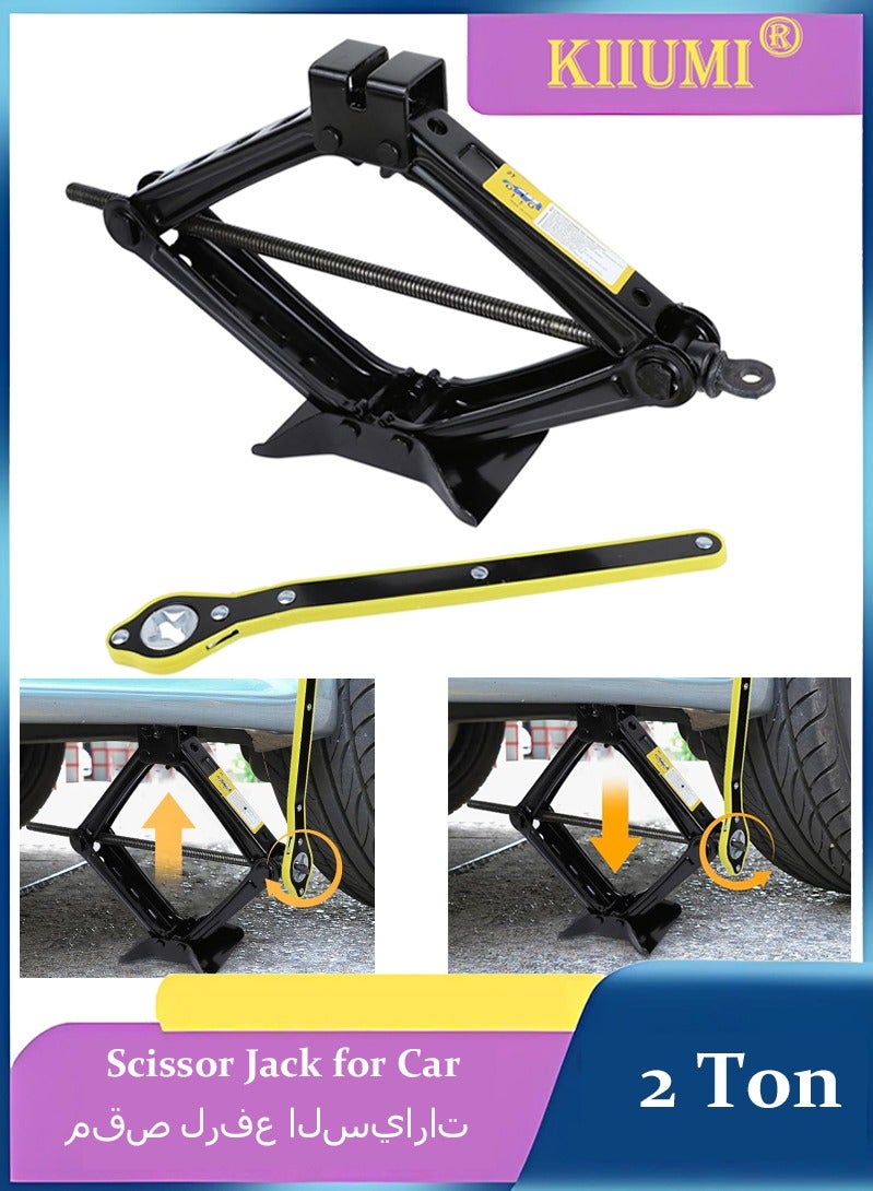 KIIUMI Scissor Jack for Car - 2 Ton (4409 lbs) Scissor Lift Jack Car Jack Kit with Saving Effort Ratchet Design,Car Tire Jack for Auto/SUV/MPV (2 Ton) - Image 1