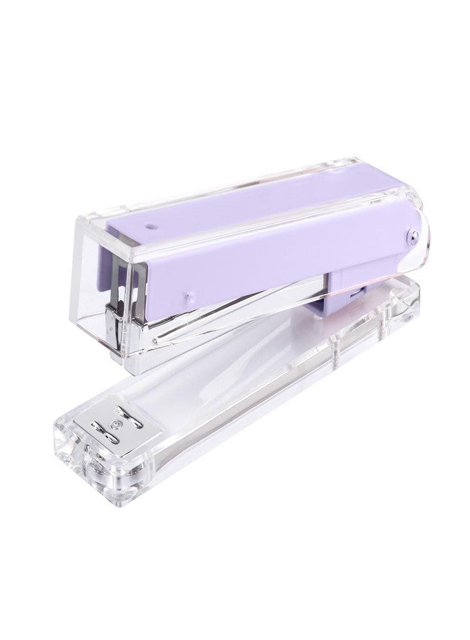 Honagu Clear Acrylic Stapler, Modern Desk Accessories for Home, Office, or School, Desktop Stationery Gift for Students Teachers,1st Day of School Gifts（Purple） - Image 1