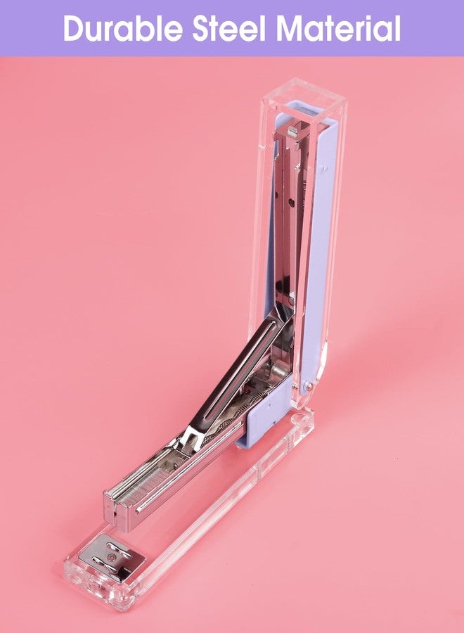 Honagu Clear Acrylic Stapler, Modern Desk Accessories for Home, Office, or School, Desktop Stationery Gift for Students Teachers,1st Day of School Gifts（Purple） - Image 5