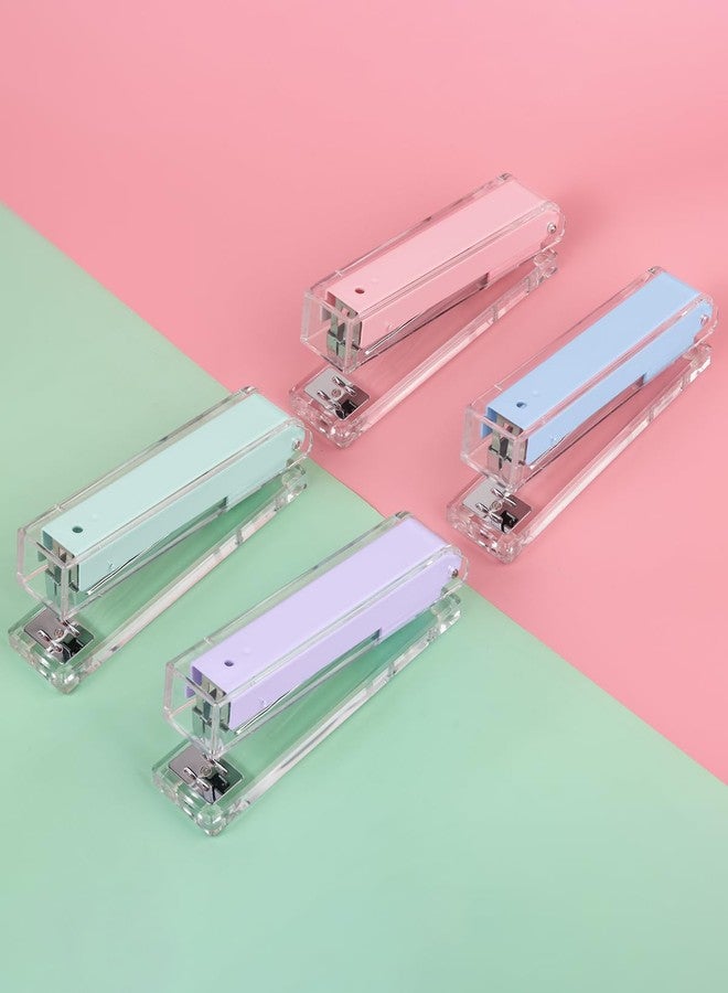 Honagu Clear Acrylic Stapler, Modern Desk Accessories for Home, Office, or School, Desktop Stationery Gift for Students Teachers,1st Day of School Gifts（Purple） - Image 3