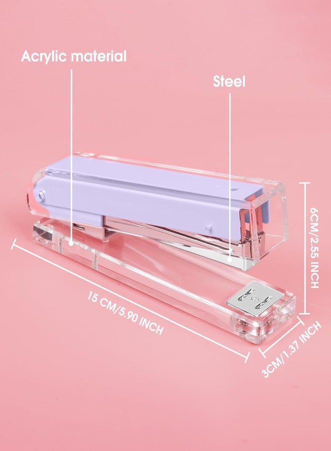 Honagu Clear Acrylic Stapler, Modern Desk Accessories for Home, Office, or School, Desktop Stationery Gift for Students Teachers,1st Day of School Gifts（Purple） - Image 2