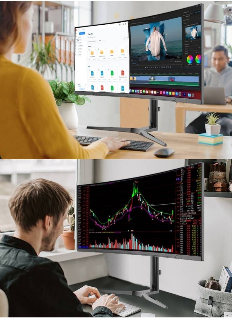HILUKE - 34 Inch WQHD Curved Monitor, 165Hz, 4K,VA, AMD FreeSync, Height Adjust PC Monitor, 1ms (MPRT), Curve 1500R, FreeSync Premium, LED Display High Contrast Ratio HDMI & DP Interface 10 bit Color Wide View - Image 1