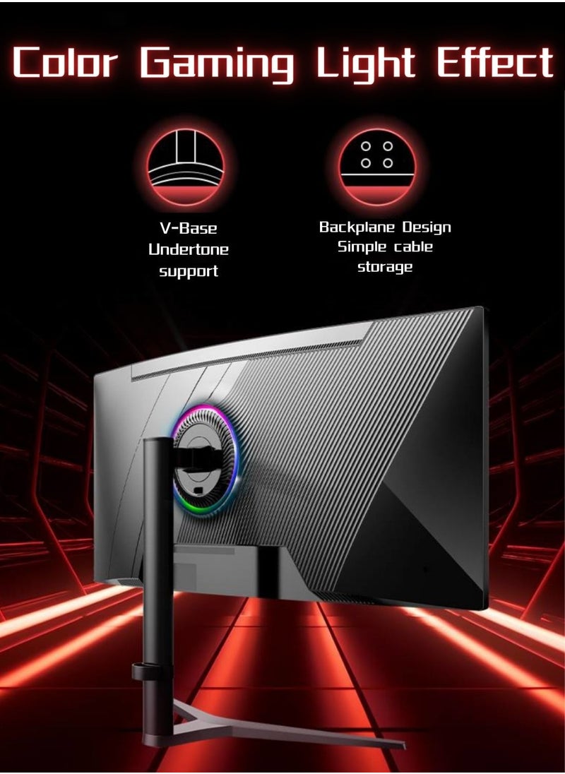 HILUKE - 34 Inch WQHD Curved Monitor, 165Hz, 4K,VA, AMD FreeSync, Height Adjust PC Monitor, 1ms (MPRT), Curve 1500R, FreeSync Premium, LED Display High Contrast Ratio HDMI & DP Interface 10 bit Color Wide View - Image 1