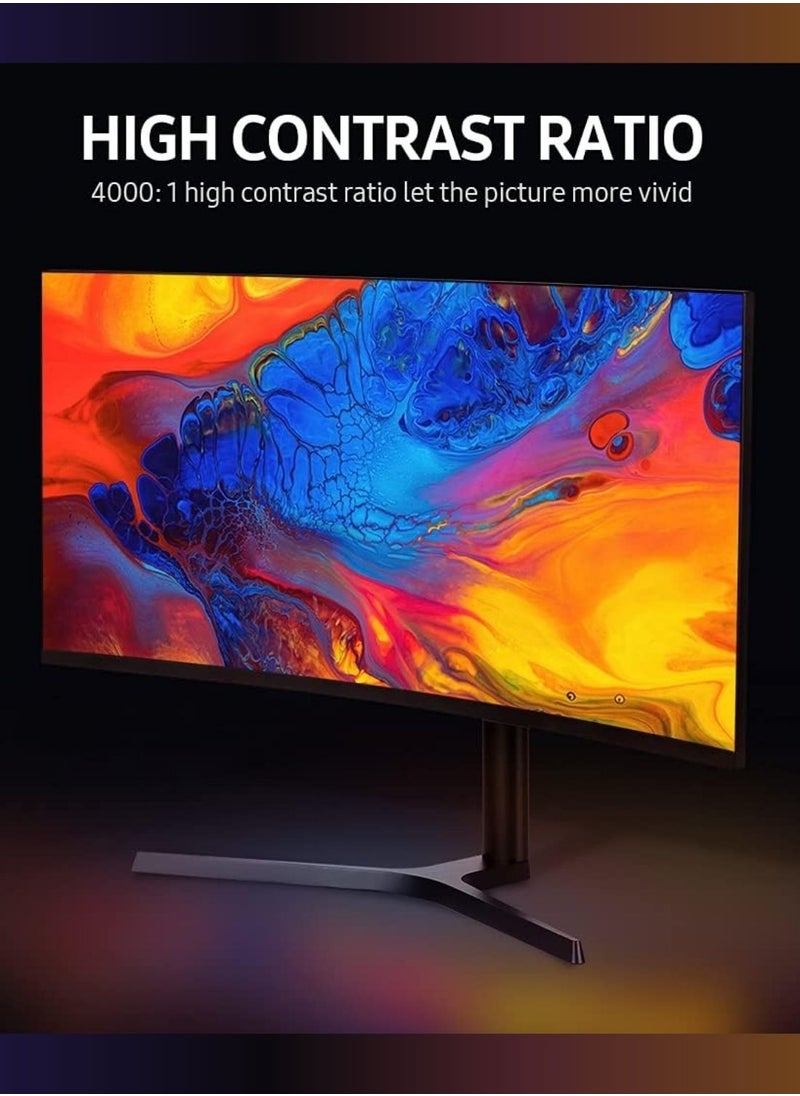 HILUKE - 34 Inch WQHD Curved Monitor, 165Hz, 4K,VA, AMD FreeSync, Height Adjust PC Monitor, 1ms (MPRT), Curve 1500R, FreeSync Premium, LED Display High Contrast Ratio HDMI & DP Interface 10 bit Color Wide View - Image 1