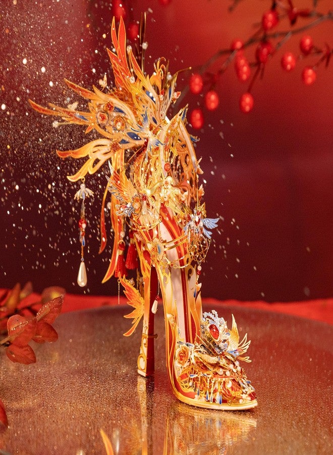 MU Metal Puzzle for Adults Building Cinderella's Glass Slipper Phoenix Red, Shoe of Cinderella 3D Metal Puzzles Model Kits, DIY Toys Xmas Birthday Gifts Home Desk Decor - Image 4