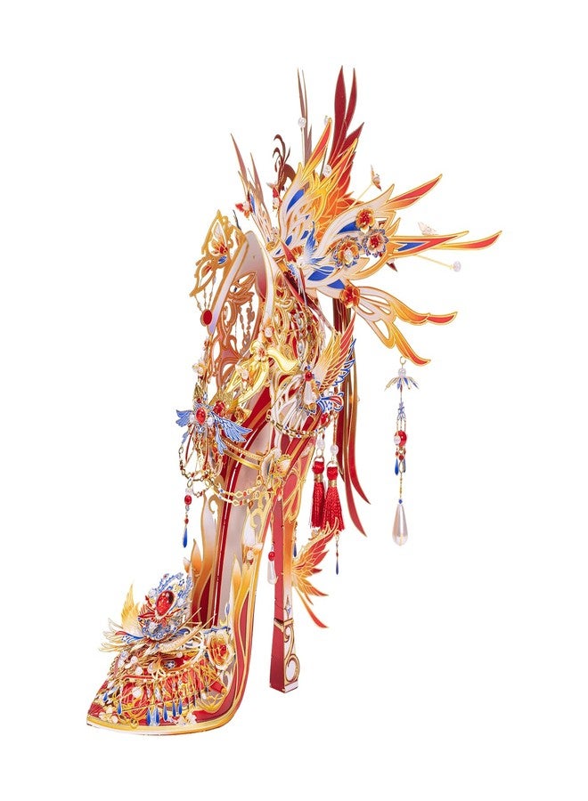 MU Metal Puzzle for Adults Building Cinderella's Glass Slipper Phoenix Red, Shoe of Cinderella 3D Metal Puzzles Model Kits, DIY Toys Xmas Birthday Gifts Home Desk Decor - Image 1